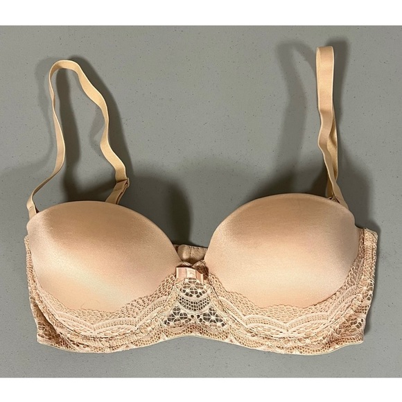 Auden Beige Tan Nude Push-Up Lace Balconette Bra Brassiere